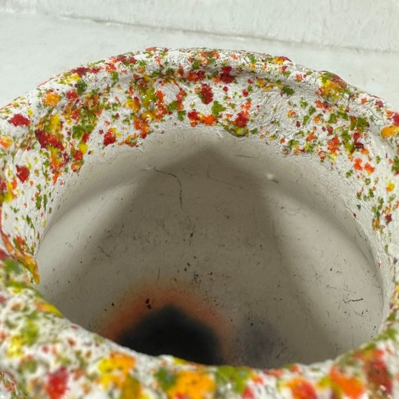 Vintage MCM Retro Art Pottery Bowl Vase Planter Confetti Signed rough texture - Picture 6 of 9